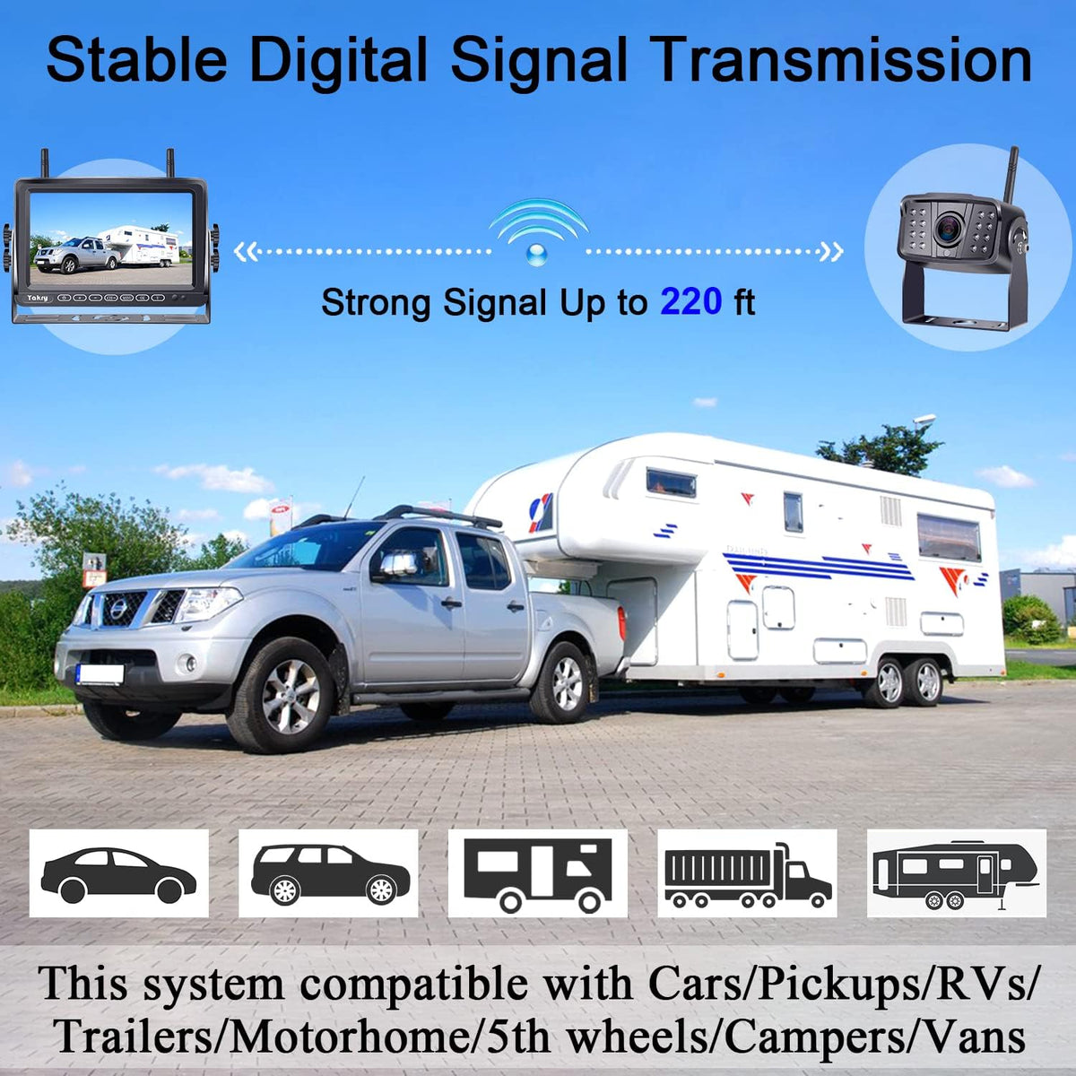 Wireless HD 1080P RV Backup Camera with 7 Inch Monitor F981385
