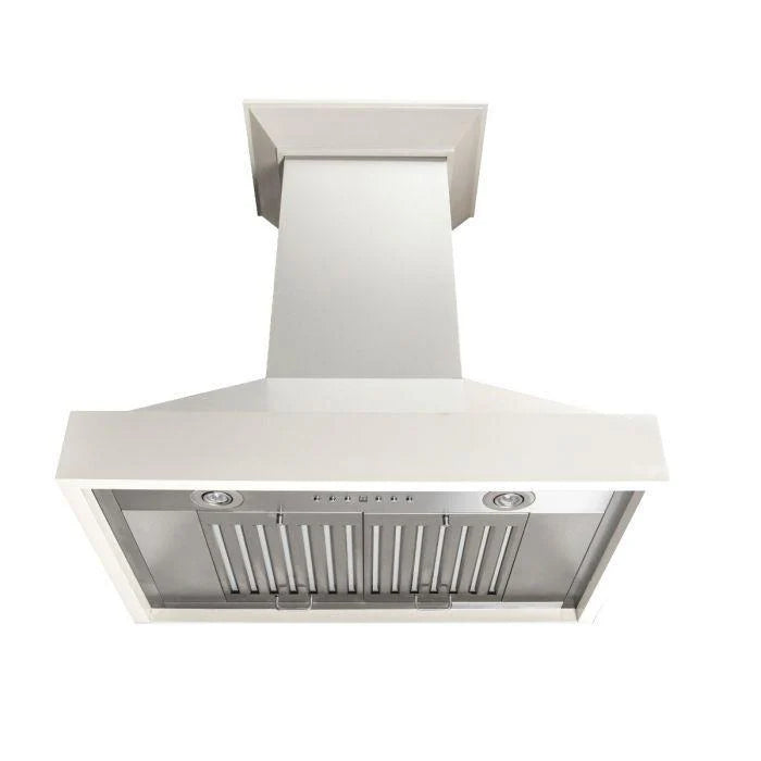 White 30 in. Wooden Wall Mount Range Hood V11615