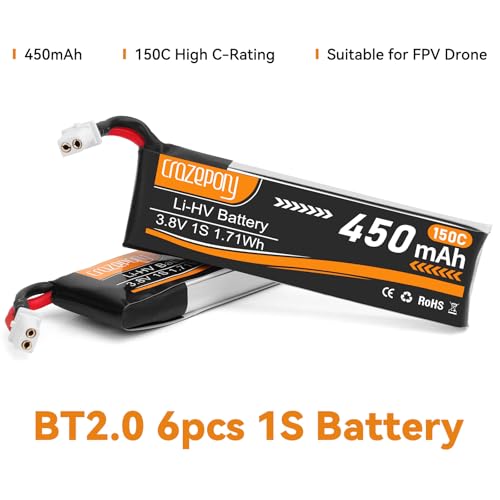 1S 450mAh 150C Lipo Battery with BT2.0 Connector R93558