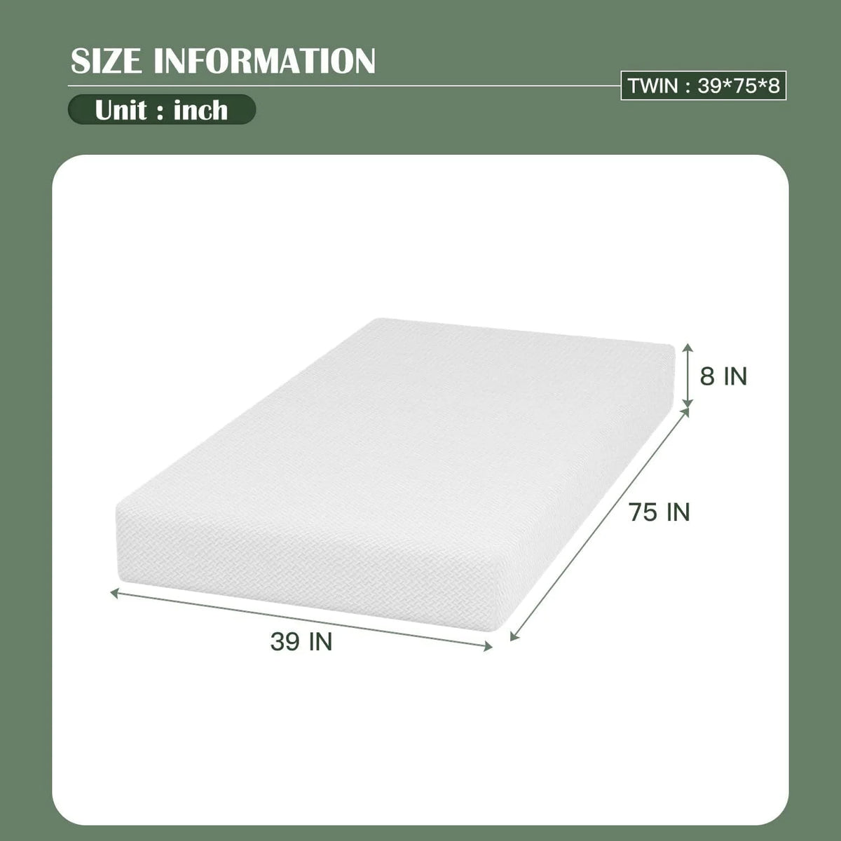 Twin Size Medium Firm Foam Mattress O9889