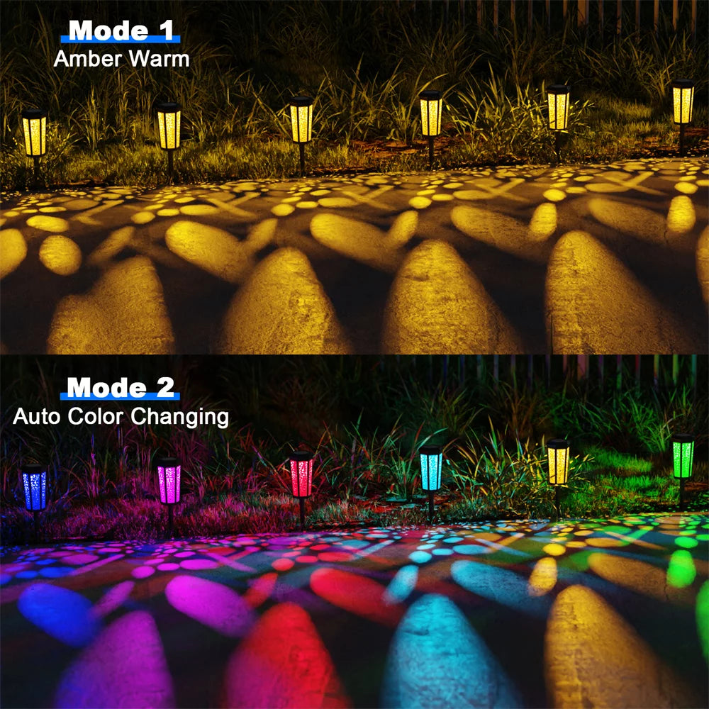6 Pack Color Changing Waterproof Solar Pathway Lights G257