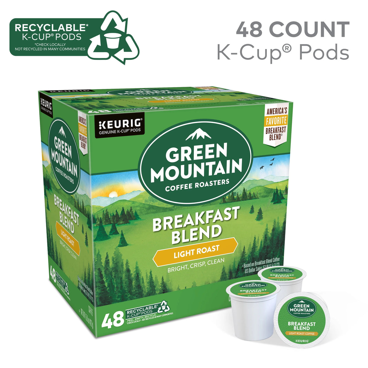 Light Roast K-Cup Coffee Pods, 48 Count S478134