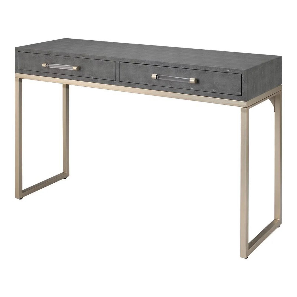 Gray Faux Shagreen Metal Console Table G478