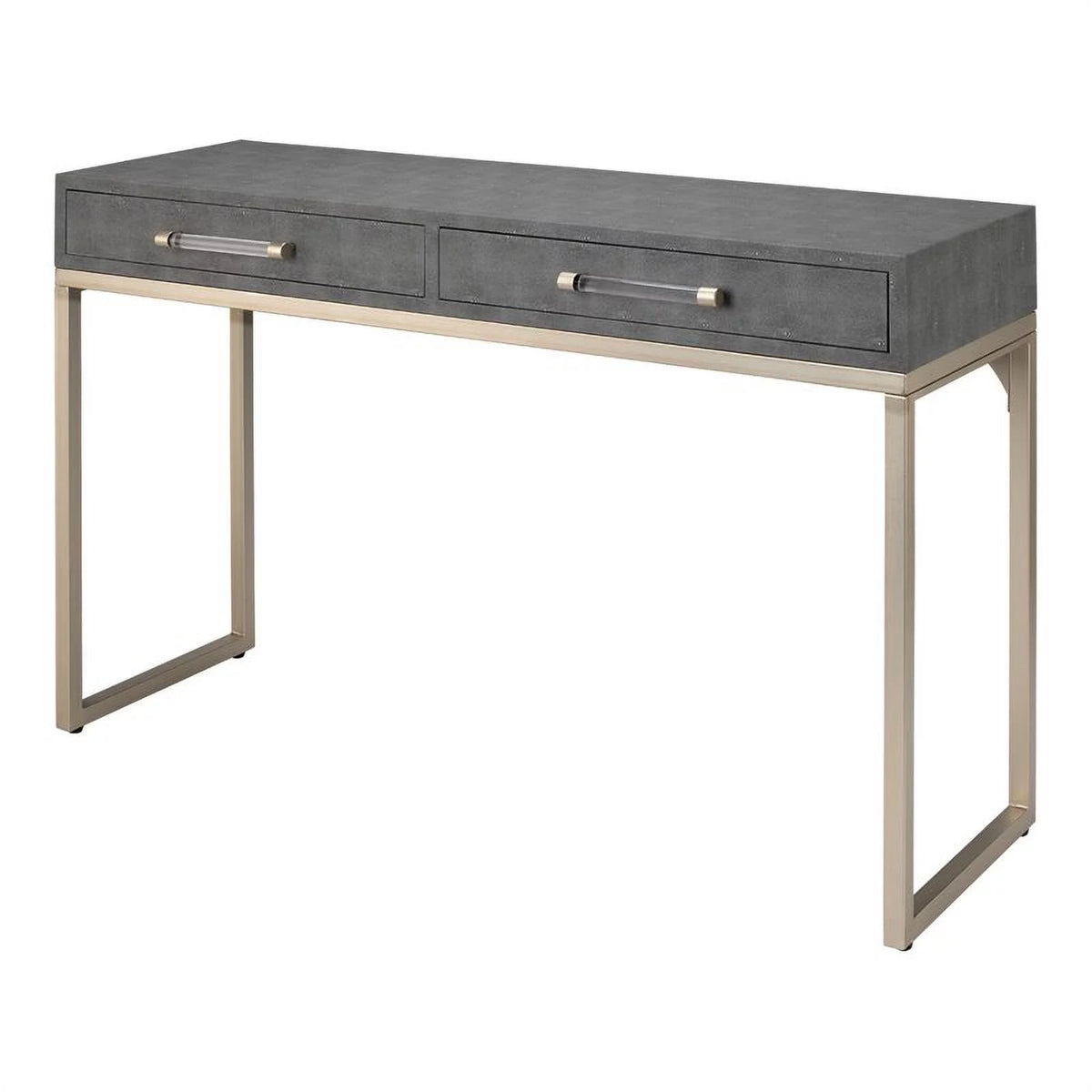 Gray Faux Shagreen Metal Console Table G478