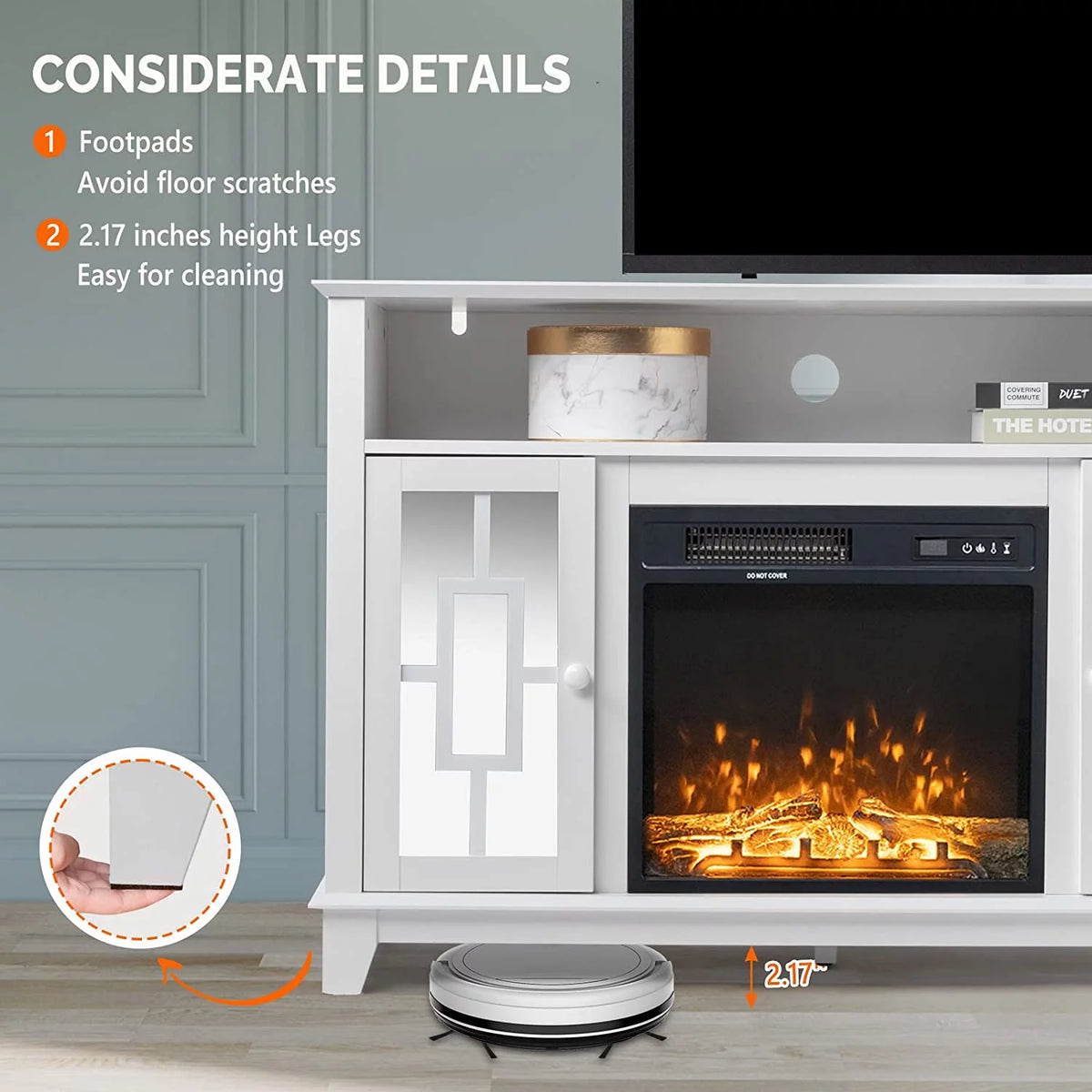 White Fireplace TV Stand for 55 inch TV E1482