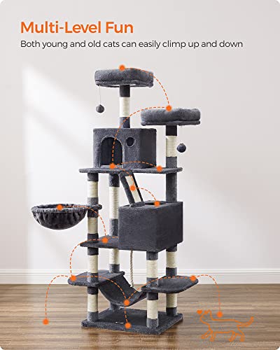 81.1-Inch Multi-Level Plush Cat Tree with Scratching Posts K742388