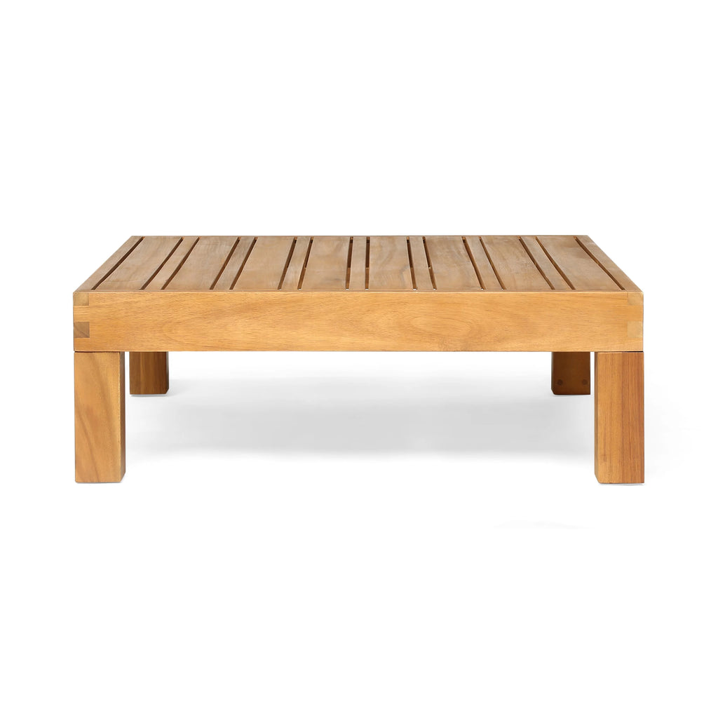 Teak Blue 8 Seater Wood Sectional Sofa Set with Coffee Table A583099