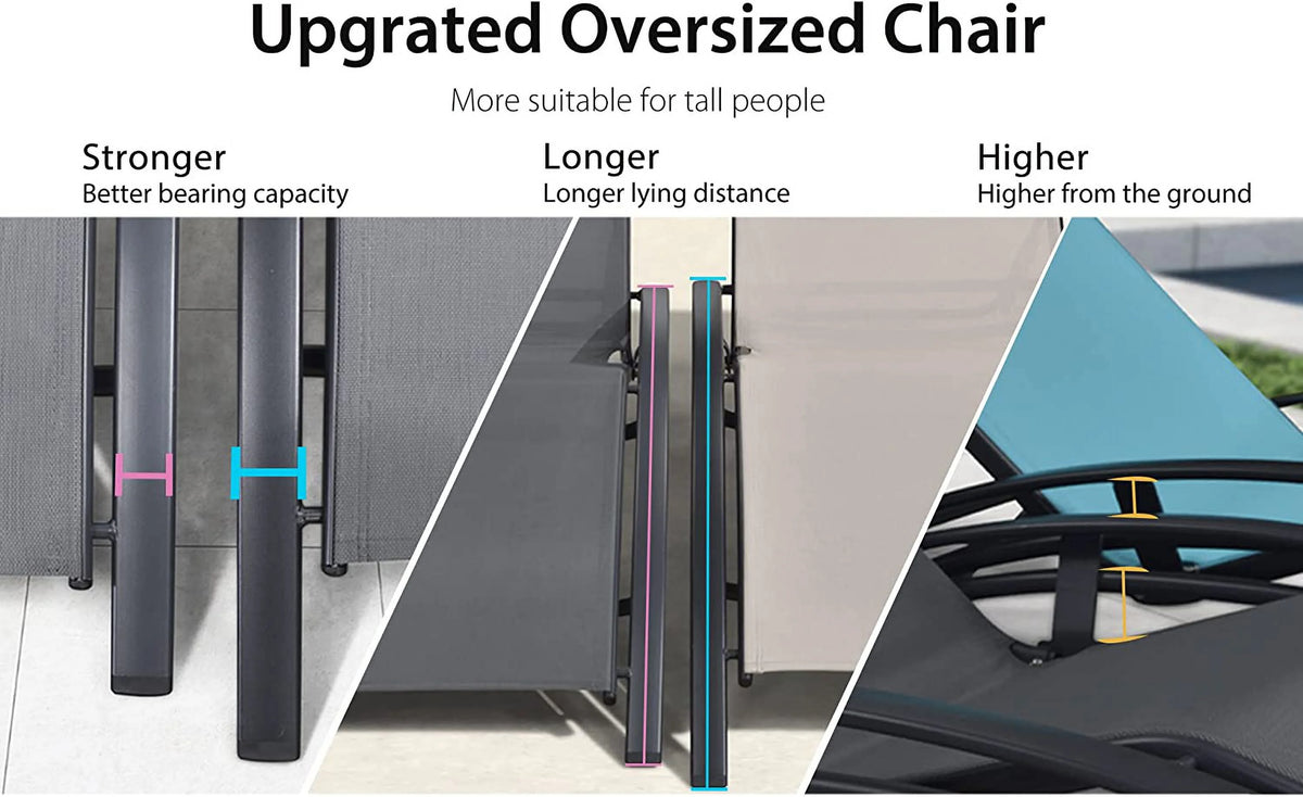 Oversized Adjustable Chaise Lounge Chair Set with Side Table H173974