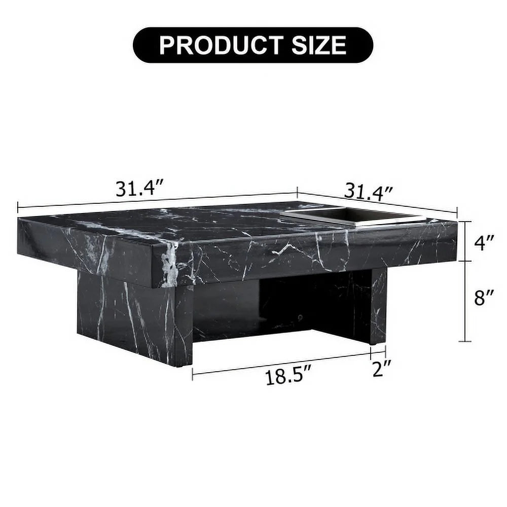 MDF Coffee Table with Black Patterns 31.4" I890786
