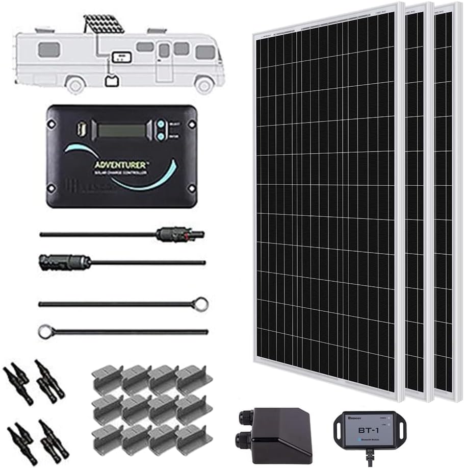 300 Watts 12 Volts Monocrystalline Solar RV Kit with 30A PWM Charge Controller O932588