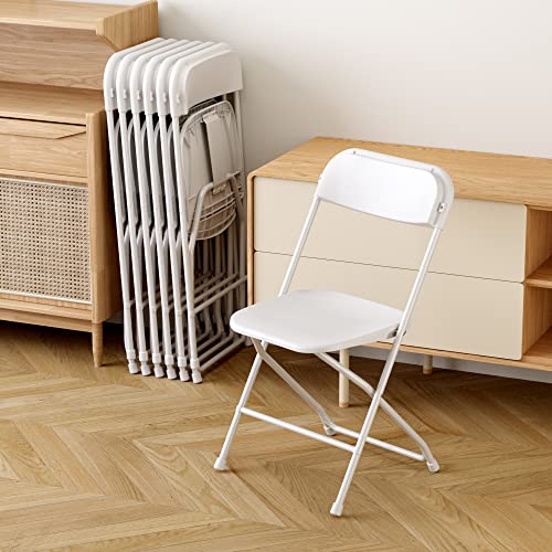 10 Pack White Plastic Folding Chair with Steel Frame I6540