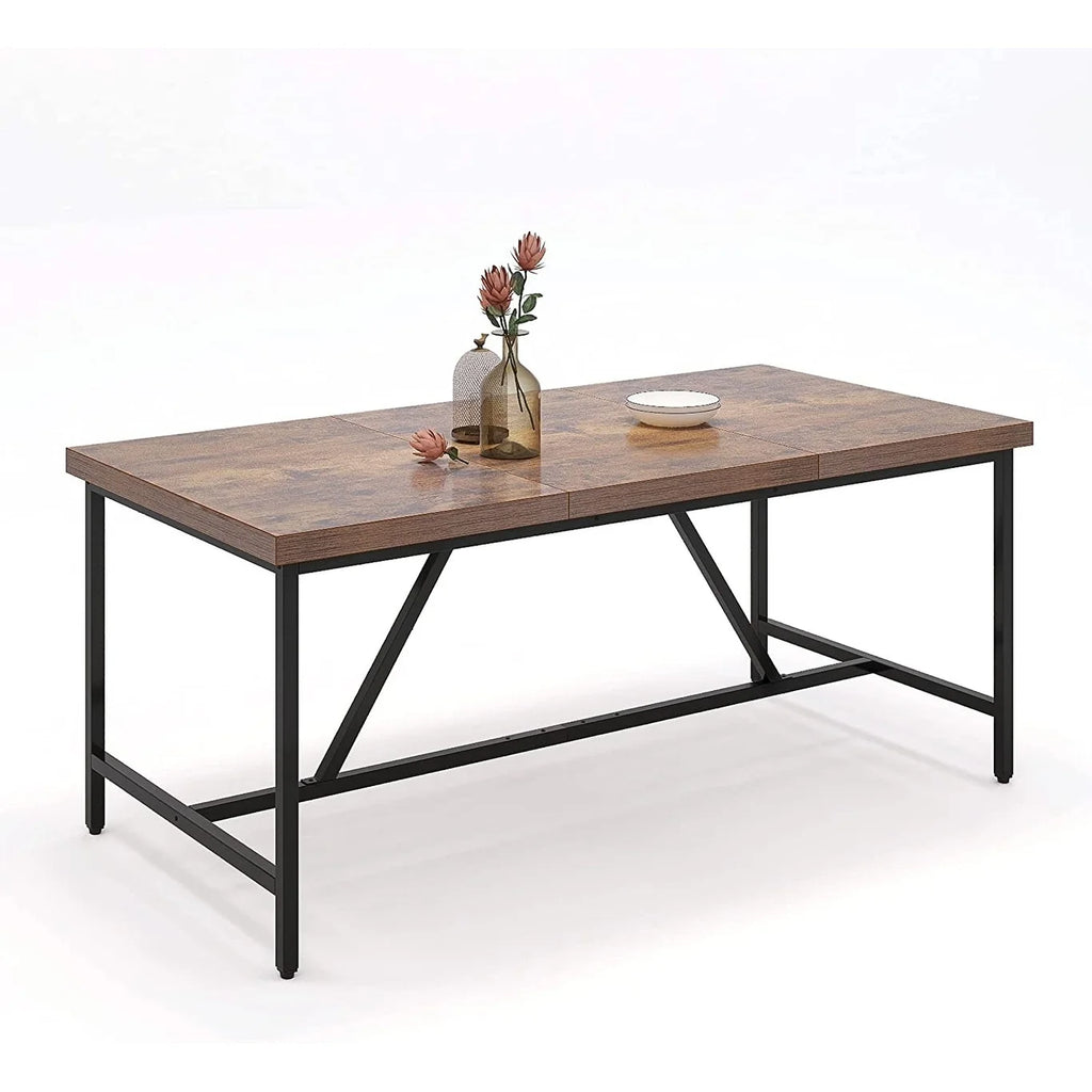 70 x 35 Inch Large Wood Dining Table with Metal Frame V80918