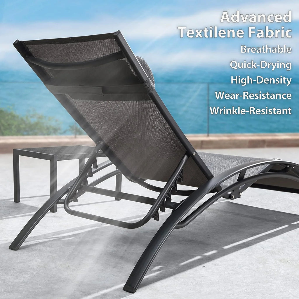 Oversized Adjustable Chaise Lounge Chair Set with Side Table H173974