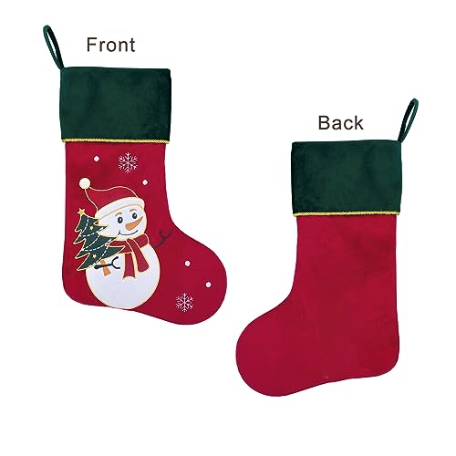 Red Velvet Penguin Christmas Stockings with Green Cuff N43210