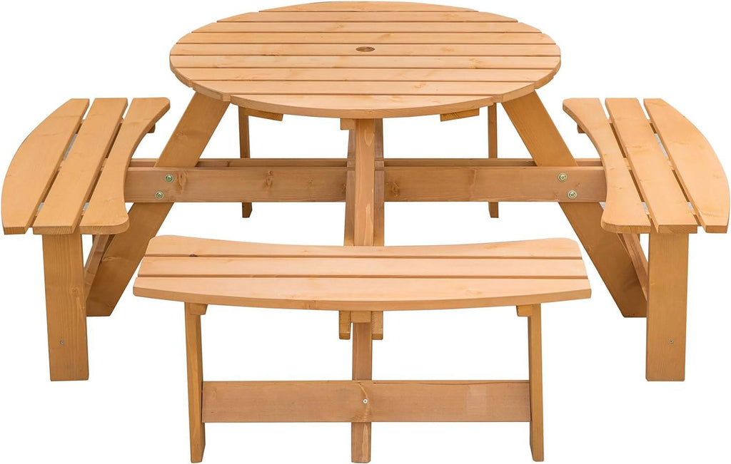 Wooden Round Picnic Table with Bench V2835
