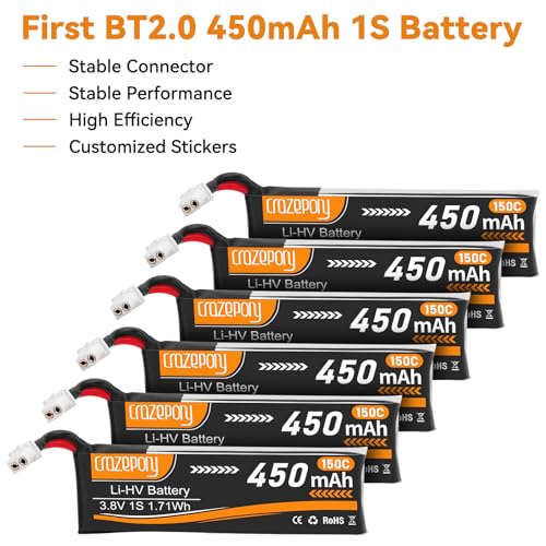 1S 450mAh 150C Lipo Battery with BT2.0 Connector R93558