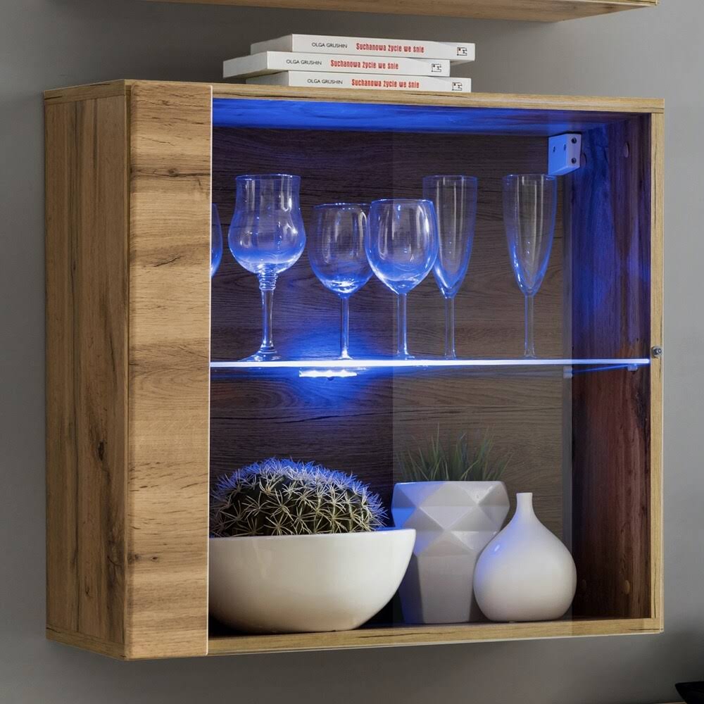 Oak Wall Mounted Floating Bookcase Cabinet K1845