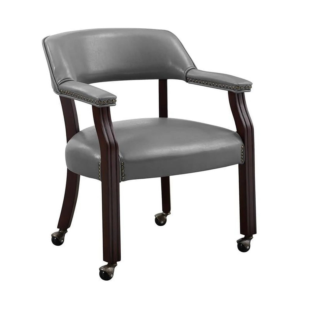 Gray Faux Leather Arm Chair with Casters L307