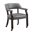 Gray Faux Leather Arm Chair with Casters L307