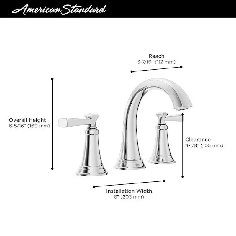 8 in. Widespread Double Handle Bathroom Faucet Polished Chrome 2-Pack P95765