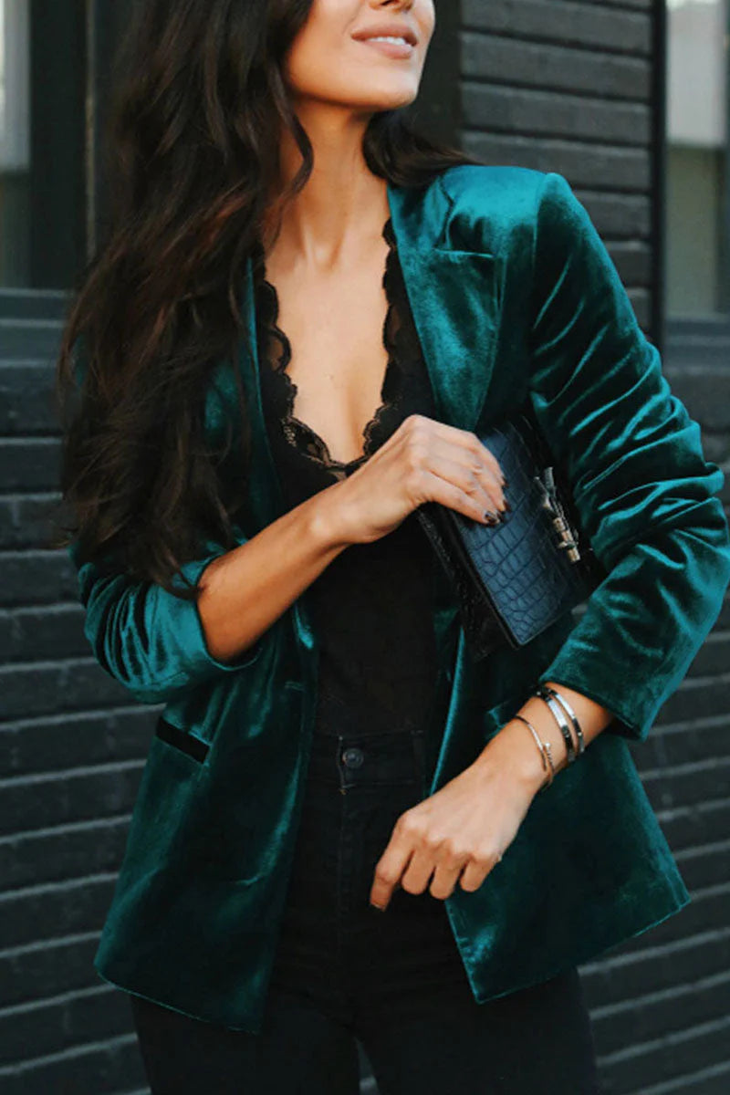 Solid Patchwork V Neck Outerwear X691