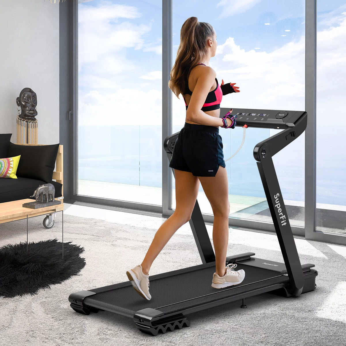 Foldable Electric Treadmill with Bluetooth Black B3378