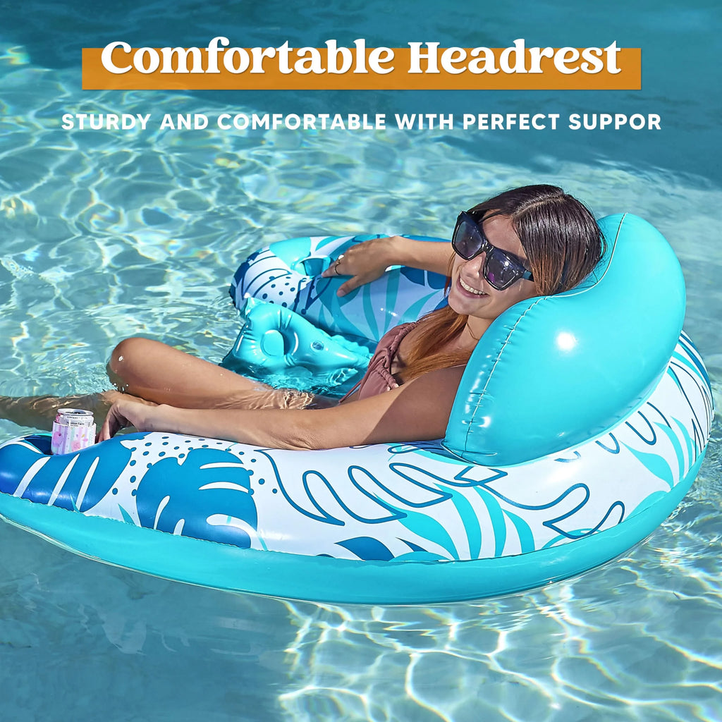 Inflatable Pool Chair Float with 2 Cup Holder F713