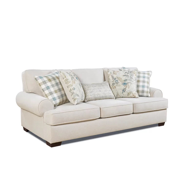 Cream Fabric Arm Sofa with Pillows L552