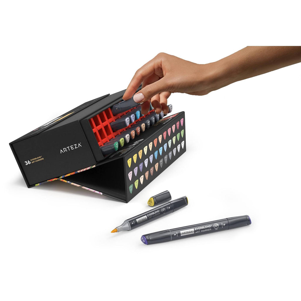 Alcohol-Based Dual Tip Brush Markers, 36 Pc A76280