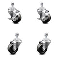 3 inch Phenolic Wheel Swivel Threaded Stem Caster Set 2 Brakes T637110