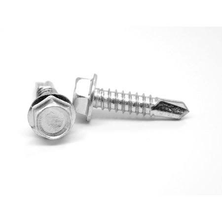 #12-24 x 1 1/4 Self Drilling Screw Hex Washer Head Zinc Plated W204