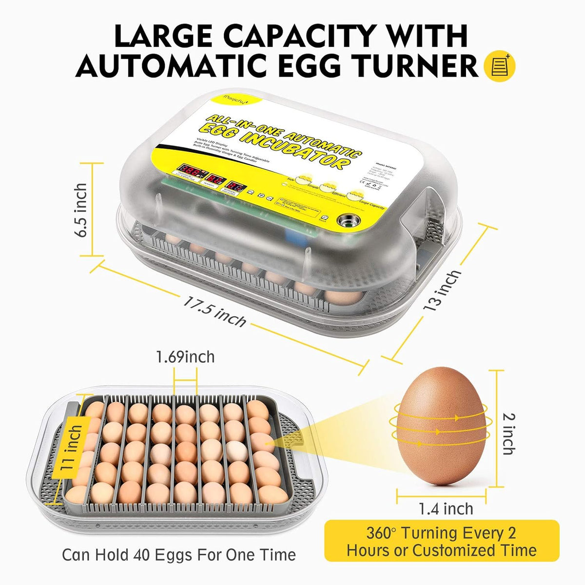40 Egg Incubator with Automatic Egg Turning and Temperature Control S36049