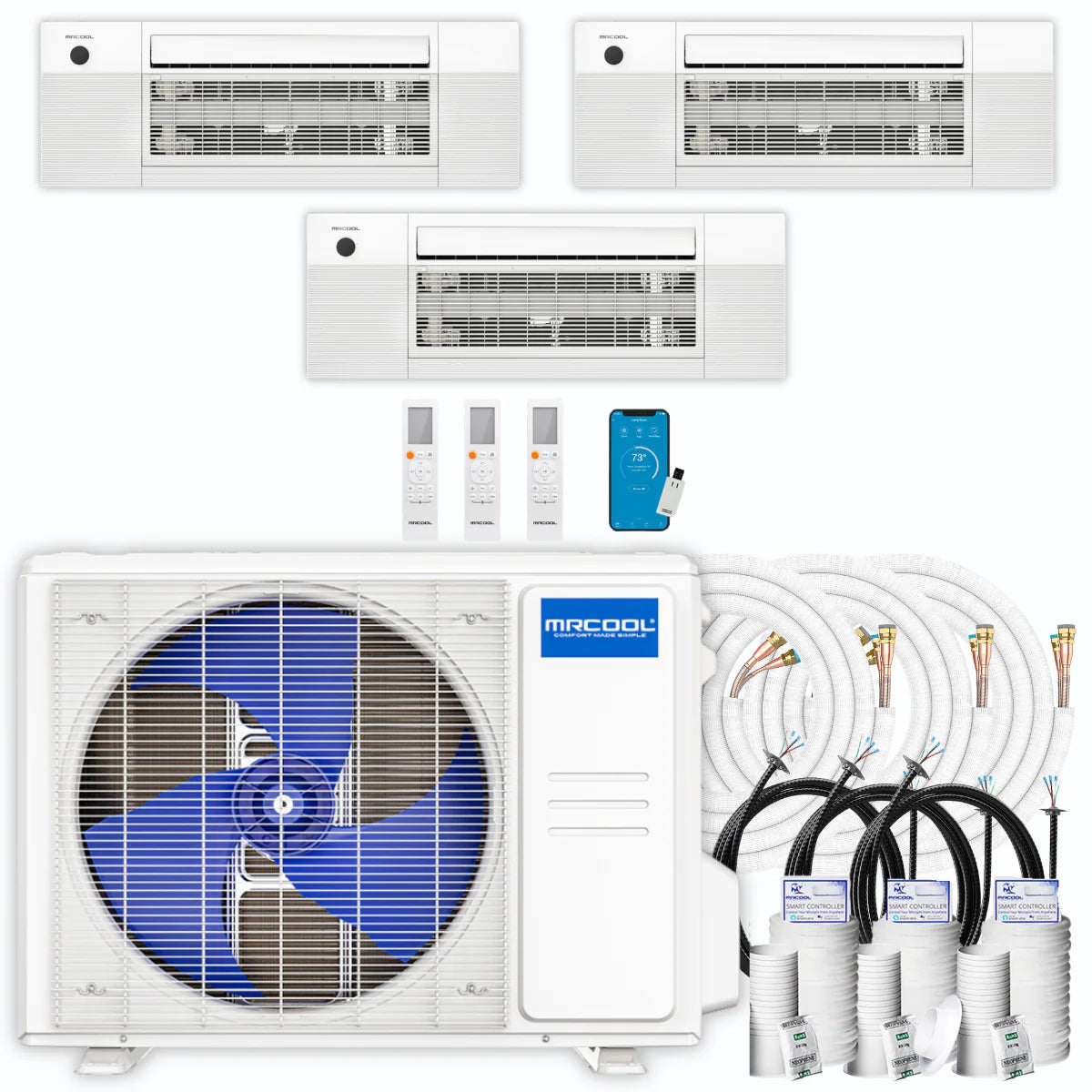 42,000 BTU 3 Zone Ceiling Cassette Ductless Air Conditioner and Heat Pump G4784