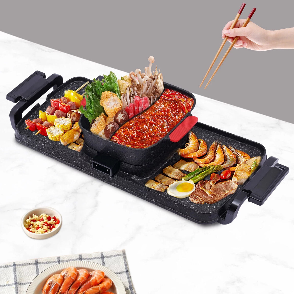 Electric 2 in 1 Hot Pot BBQ Grill B70960