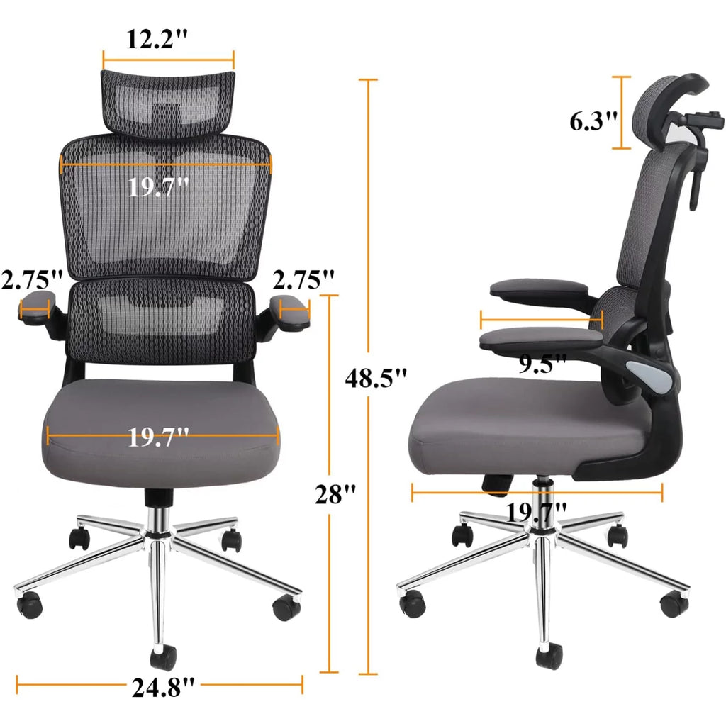Grey Mesh Ergonomic Office Chair with Flip Up Arms Z133381