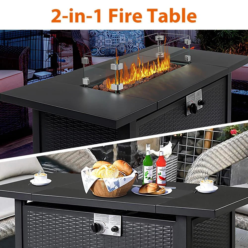 43'' Propane Fire Pit Table with Rain Cover and Wind Guard W3307