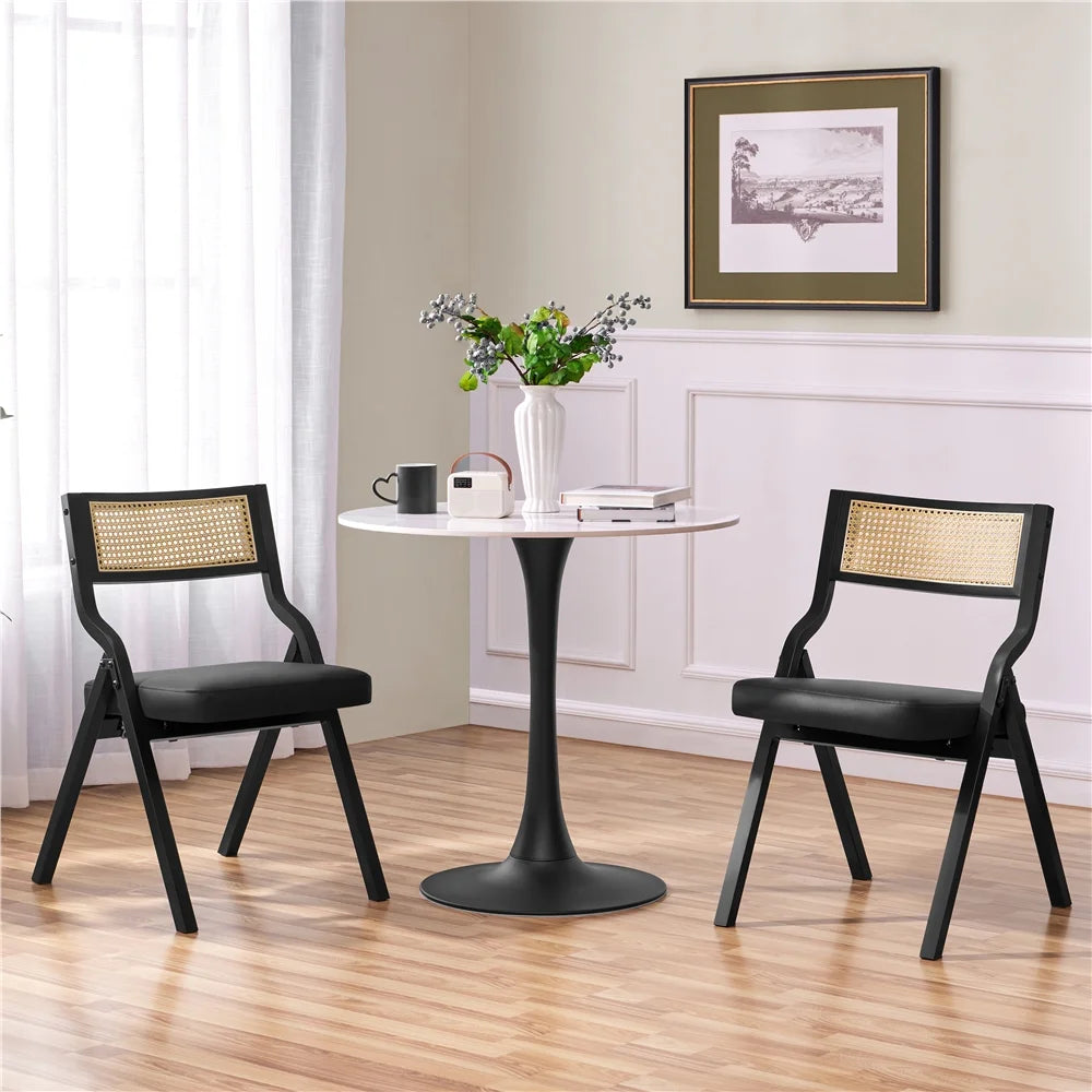 Foldable Faux Leather Dining Chair, Black U55903