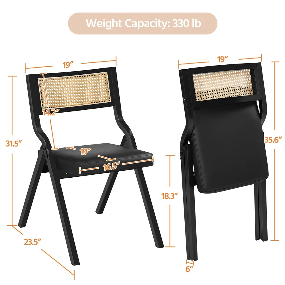 Foldable Faux Leather Dining Chair, Black U55903