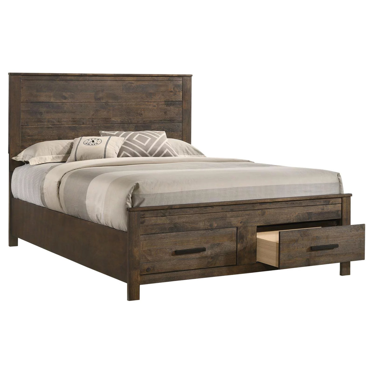 King Storage Bed Rustic Golden Brown W83573