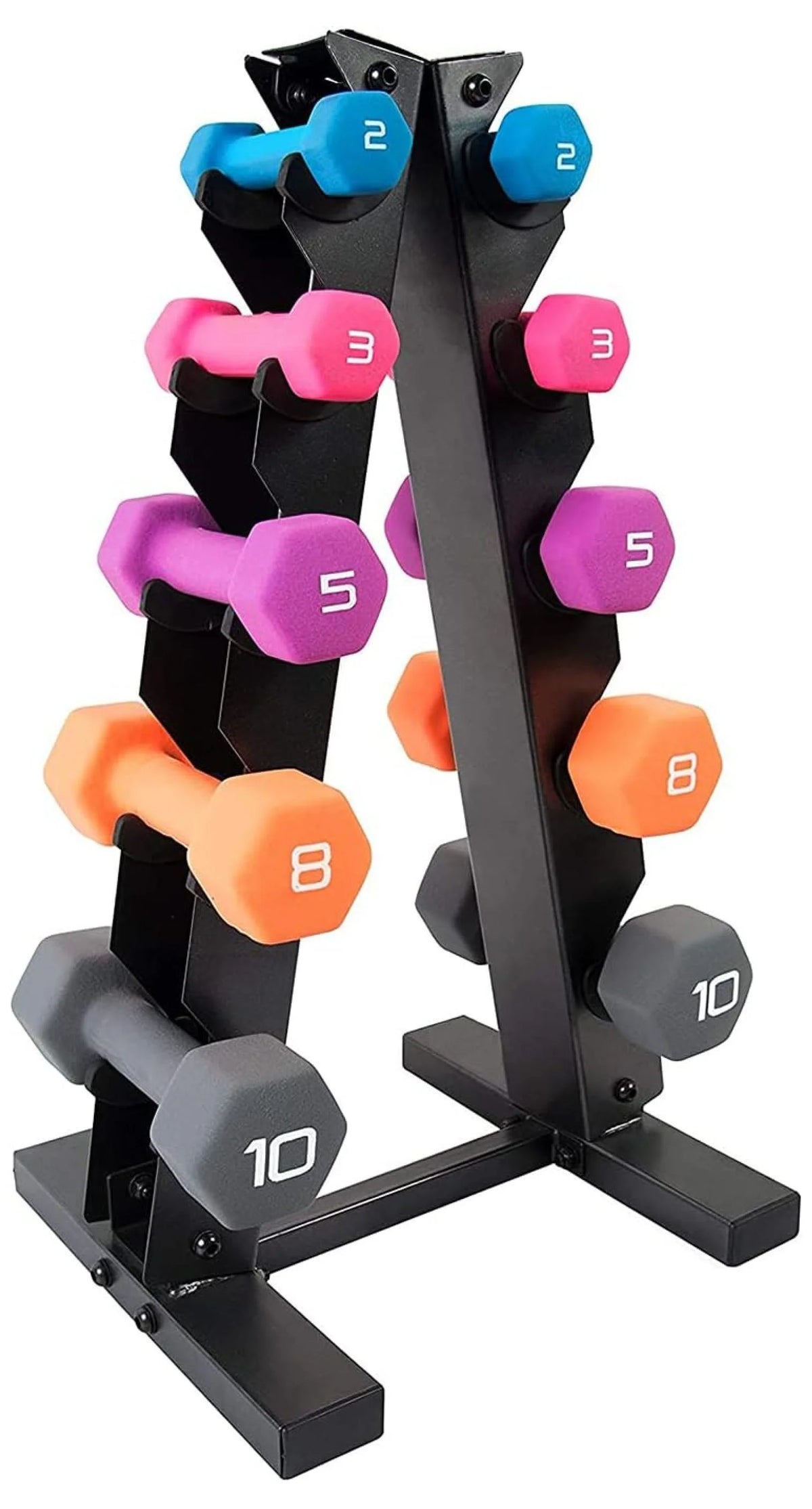 Neoprene Dumbbell Hand Weight Set with Rack E8525