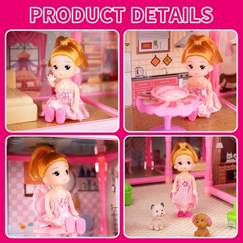 Pink Doll House with Furniture L604