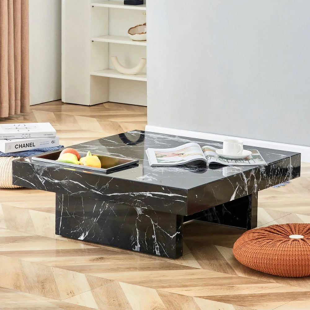 MDF Coffee Table with Black Patterns 31.4" I890786