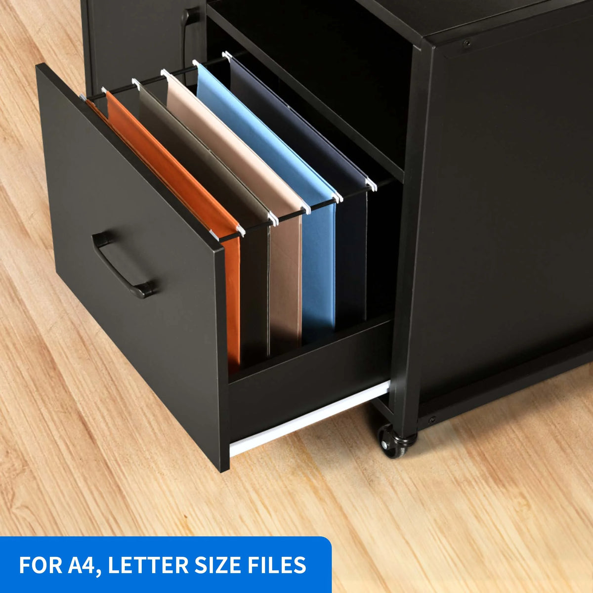 Wood File Cabinet with Charging Station and Printer Shelf O565