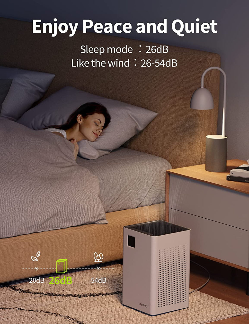 Air Purifier with Wi-Fi, Double Filter, Voice Control, PM2.5 Detector J840938