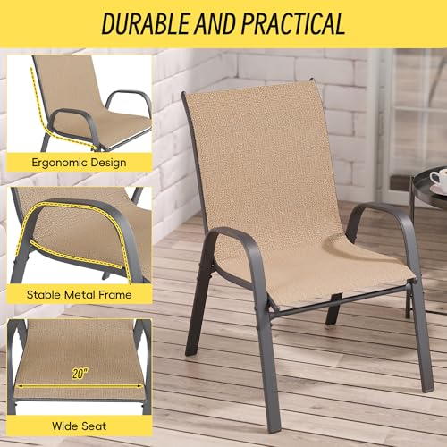 Stackable Outdoor Patio Chairs Set of 6 Grey W286