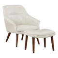 Cream Faux Leather Chair and Ottoman I53288
