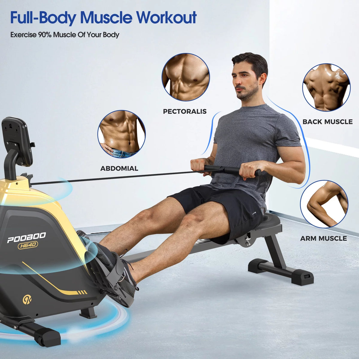 Folding Magnetic Rowing Machine with 16 level Resistance K5491
