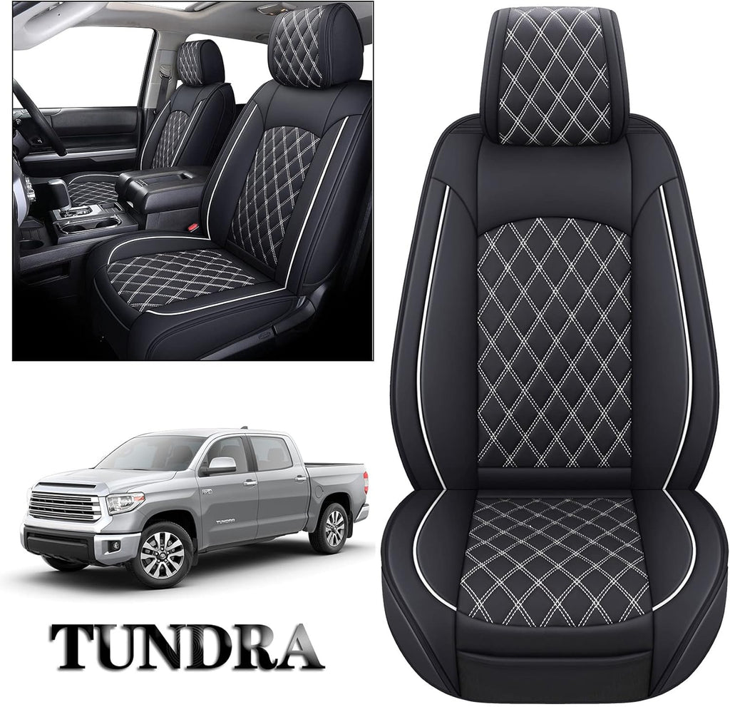 Waterproof Leather Full Seat Covers 5 PCS Full Set Black-White G883