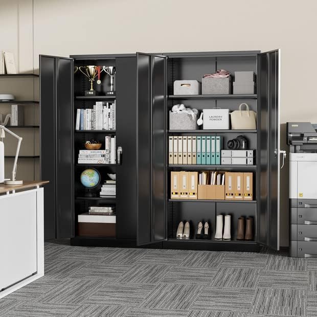 Metal Storage Cabinet with Lock, 2 Doors and Adjustable Shelves T727