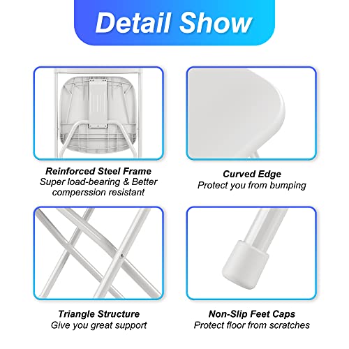 10 Pack White Plastic Folding Chair with Steel Frame I6540